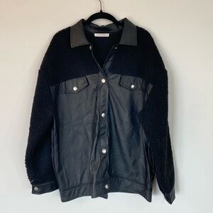 12th Tribe Faux Leather Shacket